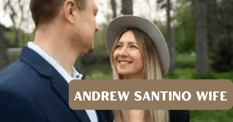 Andrew Santino smiling at his wife who is wearing a hat